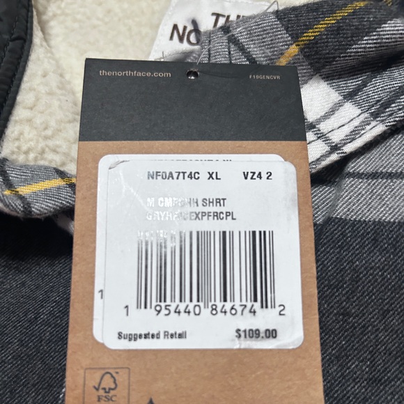 The North Face Men's Plaid Shirt in Black, Gray, and Yellow - Picture 5 of 11